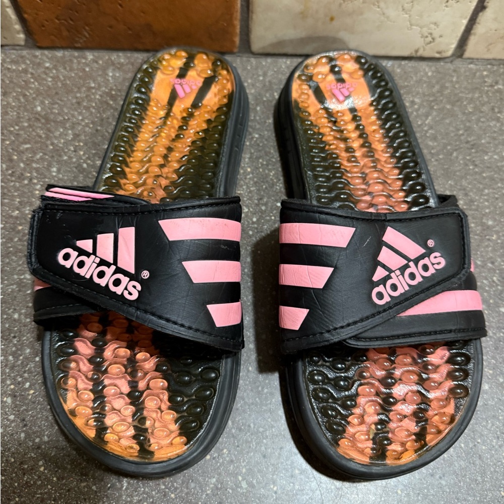 Adidas Black and Pink Massage Sandals